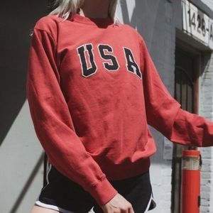 brandy melville red white and blue usa crewneck
